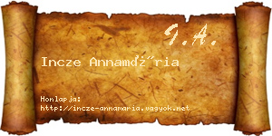 Incze Annamária névjegykártya